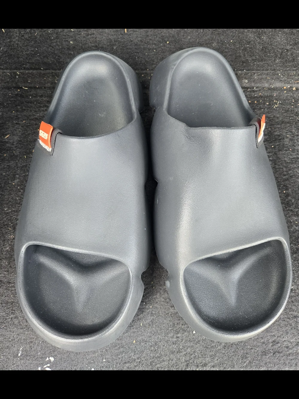 Men's Black Slide Sandals with Orange Tab